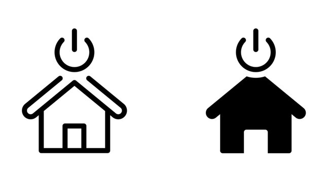 Smart Home Power Button Line Icon with Editable Stroke