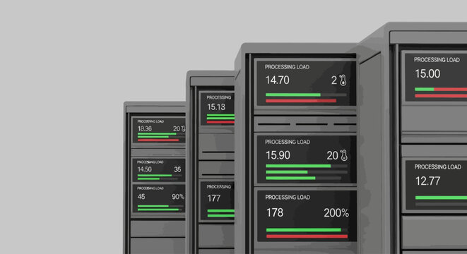 Industrial control panels with digital displays.