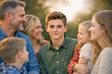 Fototapeta premium A group of people standing together, varying ages and backgrounds