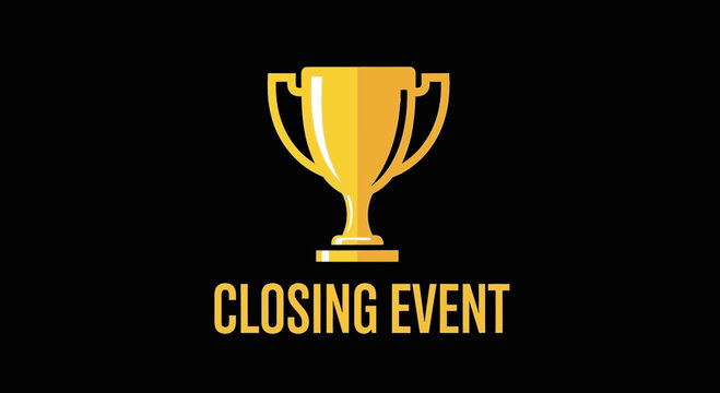 Gold Trophy Illustration Symbolizes The Celebration and Successful Conclusion of Closing Event