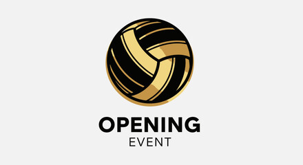 Fototapeta premium Gold Volleyball Logo with Opening Event Text For Sports Championship Advertising