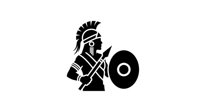 Ancient Roman Warrior Holding Shield.