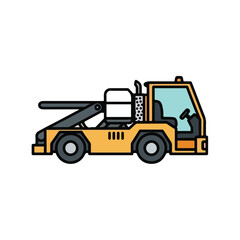 Fototapeta premium Tow truck cartoon vehicle lifting a car with its arm