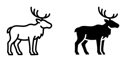 Fototapeta premium Reindeer Icons, Stag Silhouettes, Antlered Mammal Vector Graphics, Wildlife Symbols, Forest Animal Illustrations, Nordic Fauna, Winter Wildlife