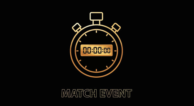 Golden Stopwatch Design on Black Canvas Representing Match Event with Zero Time Show
