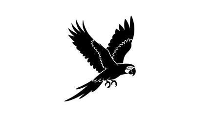 Obraz premium Black Silhouette of Flying Parrot Bird.