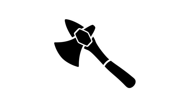 Black silhouette of a medieval battle axe with a hexagonal head.