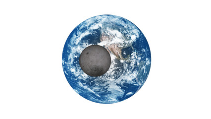 earth and far side of the moon isolated on transparent background 3d rendering illustration © SN