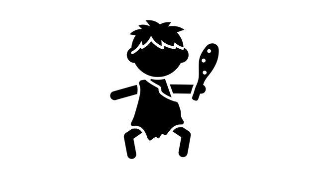 Caveman Holding Club Weapon Tool.