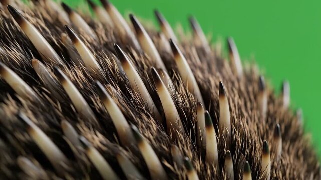 Close-up view of an echidna, showcasing its distinctive spines, captured with an echidna green screen, native