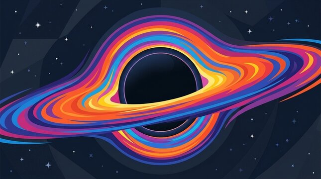 Black hole accretion disk light warp - Illustration for Commercial Use