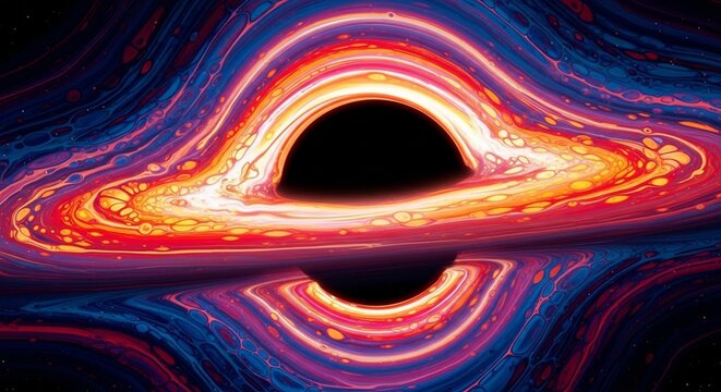 Black hole accretion disk light warp - Illustration for Commercial Use