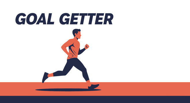 Inspiring Running Illustration Of A Goal Getter Demonstrating Dedication And Motivation
