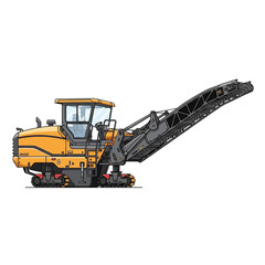 Obraz premium Yellow Road Milling Machine - Construction Equipment Illustration