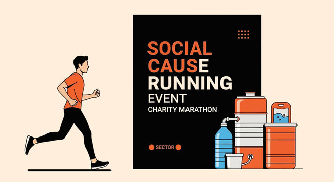 Inspiring Visual Depiction Of Marathon Runner And Social Cause Event For Charity Goals