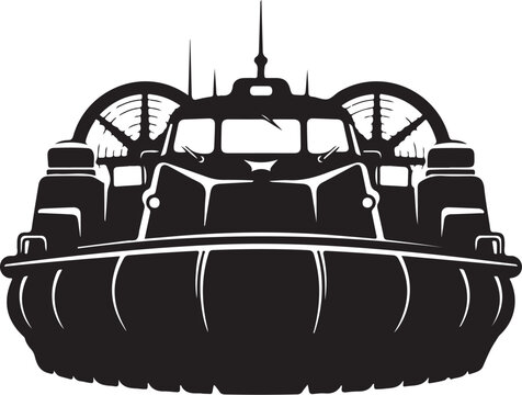 Black hovercraft, vector hovercraft icon, air cushion vehicle, transportation symbol