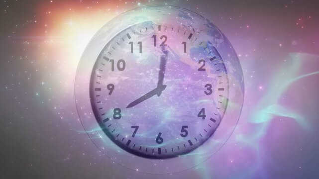 Clock hands moving clockwise after clock face appearing, sweeping, aligning, showing time-lapse