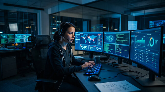 Cybersecurity Analyst Working in Security Operations Center