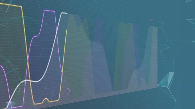 On start multi-line chart showing three color traces rising, crossing, layering, visualizing trends