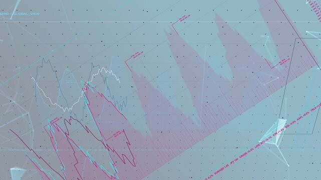 On timeline start data chart unfolding across dotted grid, colored traces drawing to show trends