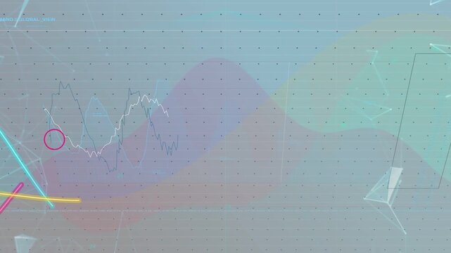 Multi-line chart starting frame 5 color lines sweeping white trace spiking marker tracking insights