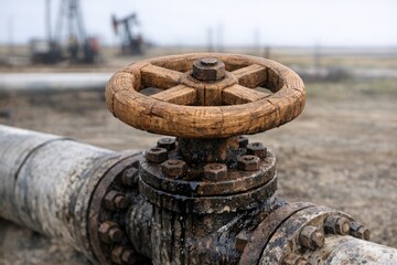 Fototapeta premium Close-up view of a pipe on a dirt surface, suitable for use in rural or construction-related context