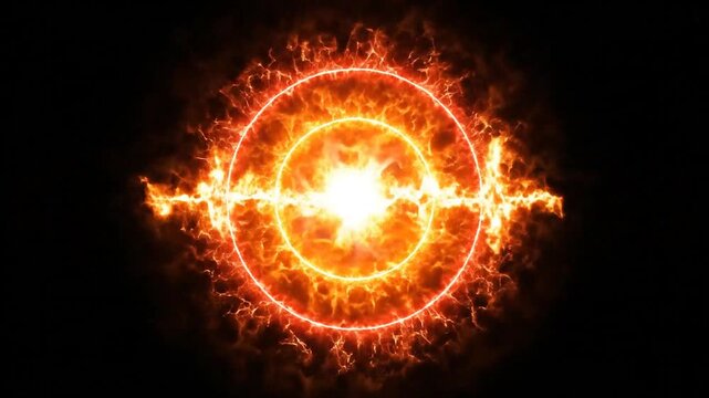 An abstract circle with a bright waveform radiates energy outward in a dark space.