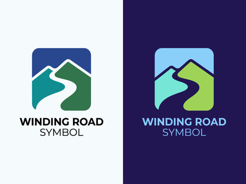 This logo represents a winding road through hills, symbolizing journey, exploration, and the serene beauty of nature in a clean, modern design that evokes adventure.