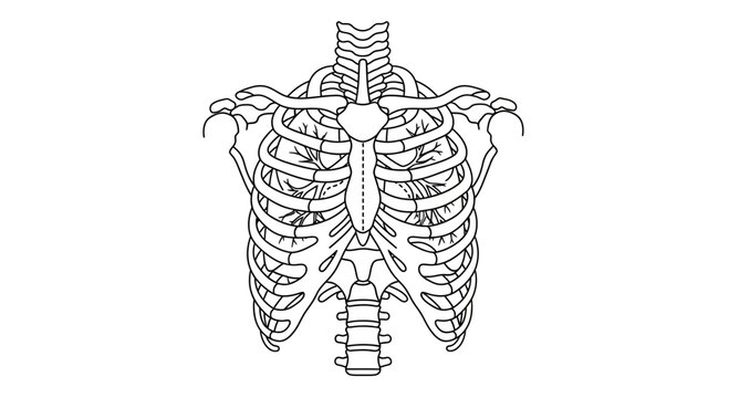 Human Rib Cage Anatomy Illustration - Chest Bone Structure
