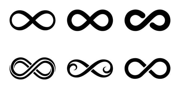 Infinity Symbol Collection, Endless Loop Icons, Eternal Sign Graphics, Forever Concept Vector Set