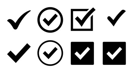 Checkmark Icons Set, Simple Tick Mark Symbols, Approved Selection Graphics, Confirmation V Signs, Vector Elements for Validation and Success © Abid