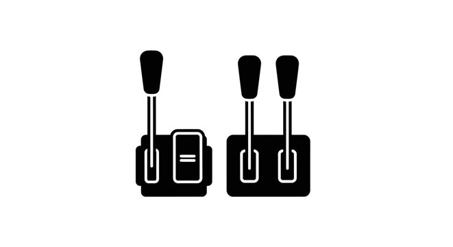 Manual Gearbox Shift Levers Closeup.