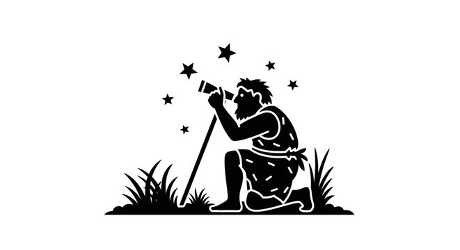 Man looking through a telescope stars.
