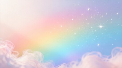 Obraz premium Pastel sky with rainbow and stars