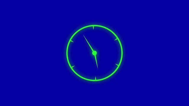 Black clock icon with moving arrows in 12 hour loop. Stopwatch animation Clock icon flat style 24 hours day fast speed with moving timer clock rotation. Motion graphics 