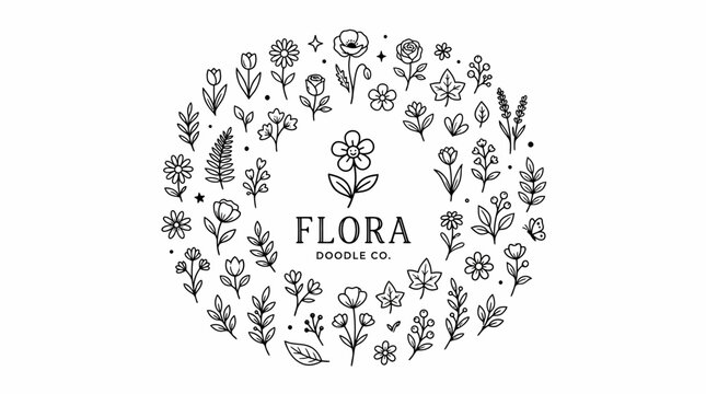Floral Pattern Design with Text Logo.