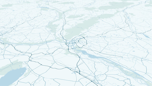 Modern minimalist vector map of Bratislava, Slovakia. High-quality scalable illustration of Bratislava city grid, Danube River, and historical old town layout for posters and urban des