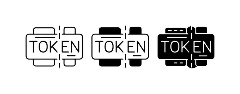 Token Icons Set, Digital Authentication Symbols, Cryptocurrency Security Graphics, Blockchain Access Badges, Authentication Tokens, Digital Identity