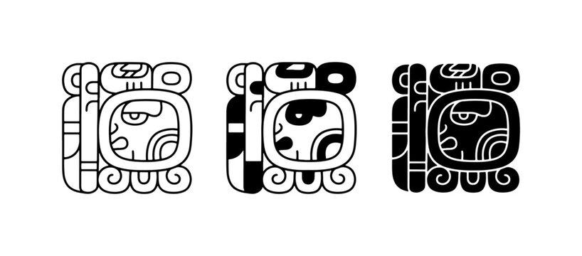 Mayan Glyphs Vector Set, Ancient Hieroglyphs, Mesoamerican Symbols, Historical Script, Cultural Icons, Indigenous Art, Stylized Writing, Black and White