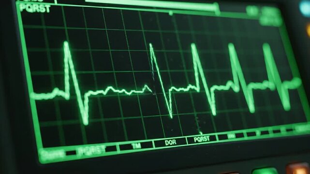 Heartbeat Monitor Displaying Vital Signs and Medical Data.