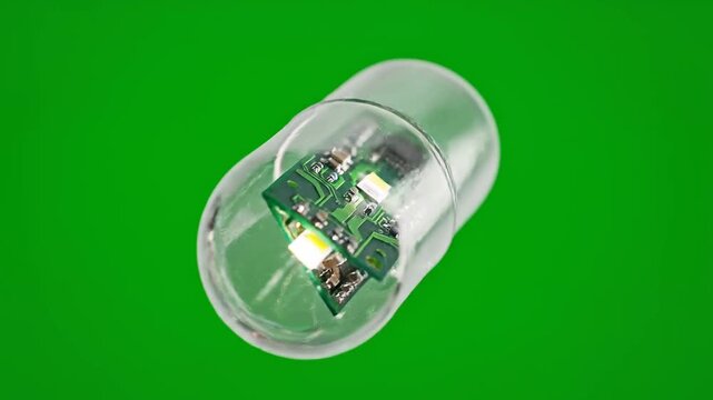 Medical Capsule Endoscopy Device with Circuit Board and LED Light.