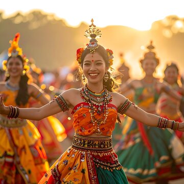 Traditional Indian dancer in colorful costume.