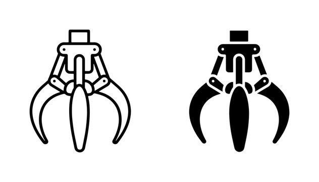 Industrial Claw Grabber Icons, Machine Gripper Vector Set, Mechanical Arm Symbol, Automation Technology Design
