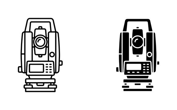 Surveying Instrument Icons, Total Station Vector Graphics, Geodetic Equipment Symbols for Surveying and Engineering Projects