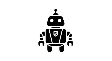 Naklejka premium Robot with shield on chest standing.