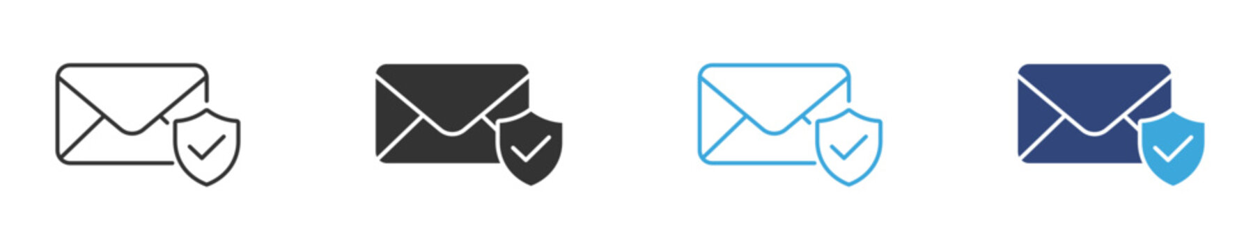 Secure Email Icon Set, Encrypted message, email security, mail protection, and safe communication vector icons for cybersecurity and business apps.