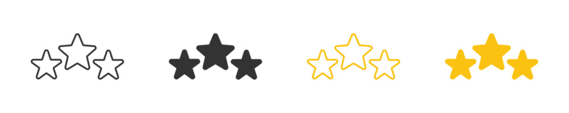 Star Rating Icon Collection, Customer review, feedback, quality rating, and favorite selection vector icons for mobile apps and online platforms.