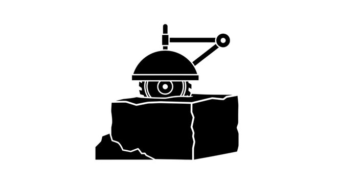 Robot on a stone block base.