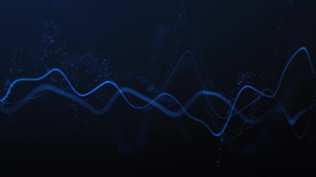 Big data light speed flow. Abstract digital data stream of quantum computing. Cyberspace of qubit trail waves. Modern tech information transmission. Navi title background. Blue wave animation graphics