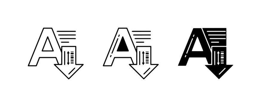 Text Alignment Icons, Typography Symbols, Document Formatting Arrows, Vector Set